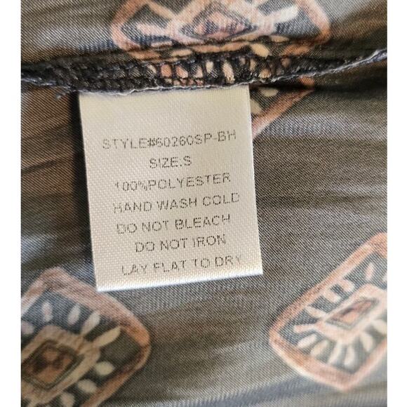 bohme Flutter Sleeve Gray Diamond Print Tiered Midi Dress Sz Small (0946) - Picture 4 of 4